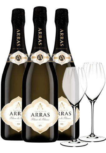 House Of Arras Blanc De Blancs NV 3-Pack W/ Riedel Performance Glass Set-BP_131434