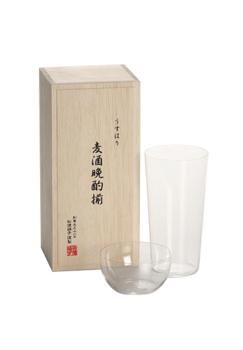 Shotoku Usuhari Tumbler L & Small Bowl (With Wooden Box)-437231